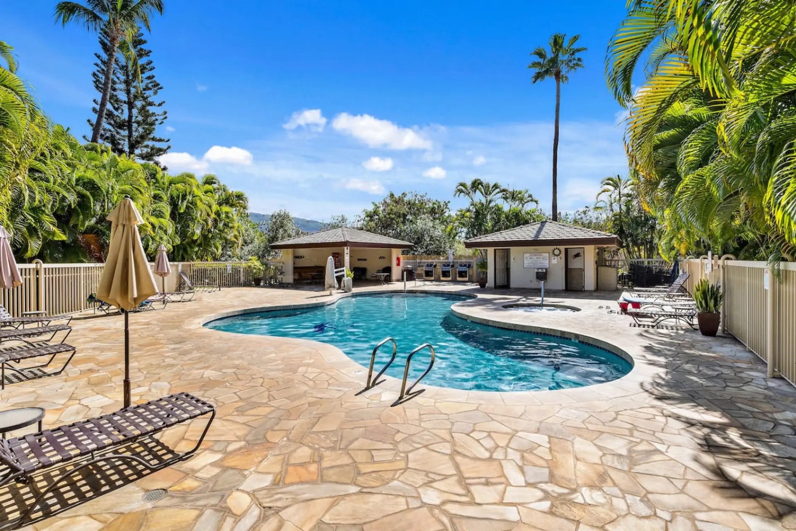 Kihei Vacation Rentals, Maui Banyan H306 - First swim of the trip usually happens here in the shared pool, with the hot tub close by.