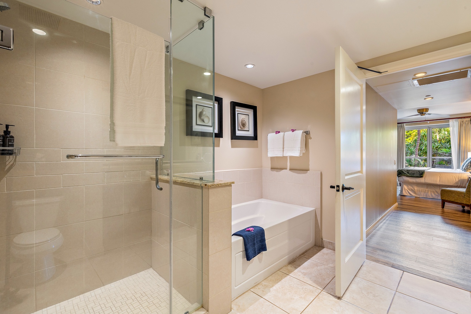 Lahaina Vacation Rentals, Honua Kai Konea 232 - The walk-in shower and separate bathtub.