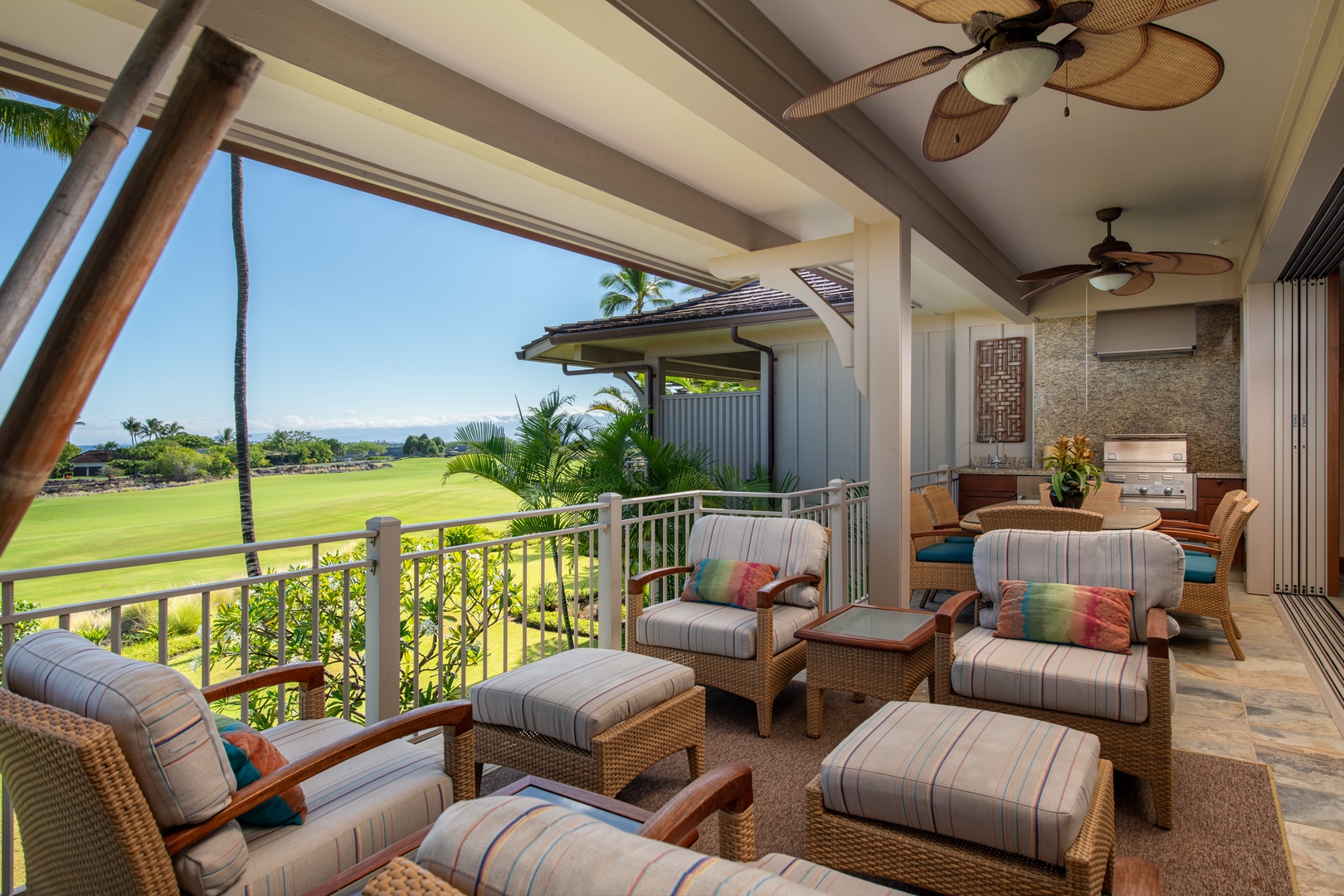 Kailua Kona Vacation Rentals, 3BD Ka'Ulu Villa (109A) at Four Seasons Resort at Hualalai - Enjoy your morning cup of coffee at the lanai.