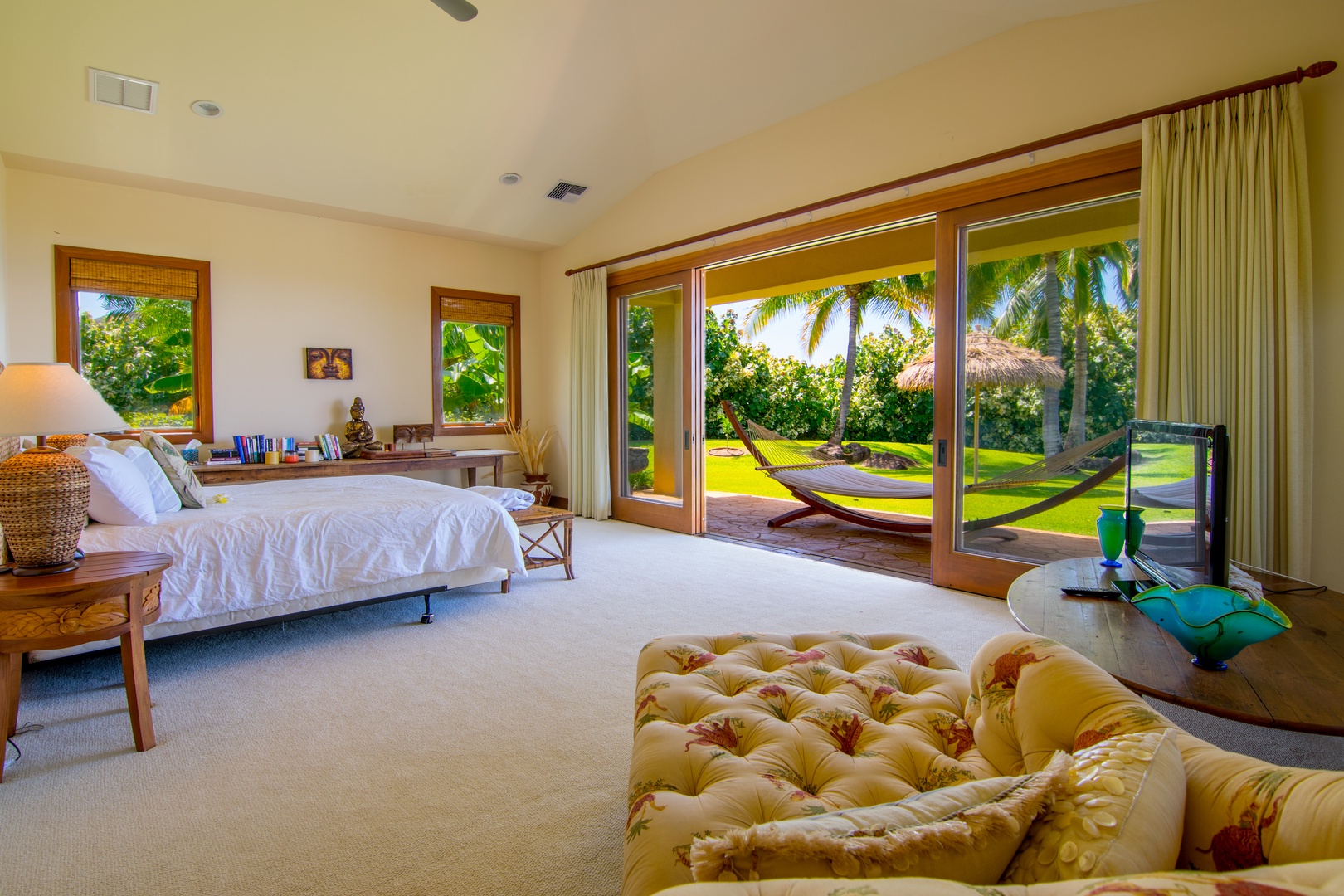 Lahaina Vacation Rentals, Makena Aloha Estate* - Primary Bedroom with Lounge Chair and View