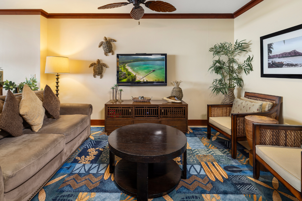 Kapolei Vacation Rentals, Ko Olina Beach Villas O1404 - Enjoy the big game or a family movie night after some fun in the sun.