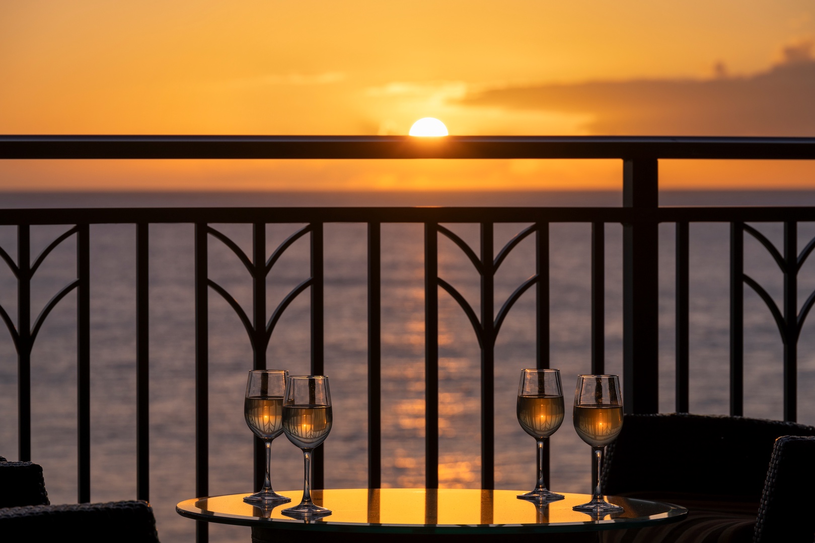 Kapolei Vacation Rentals, Ko Olina Beach Villas B610 - Enjoy the twilight view with a drink.