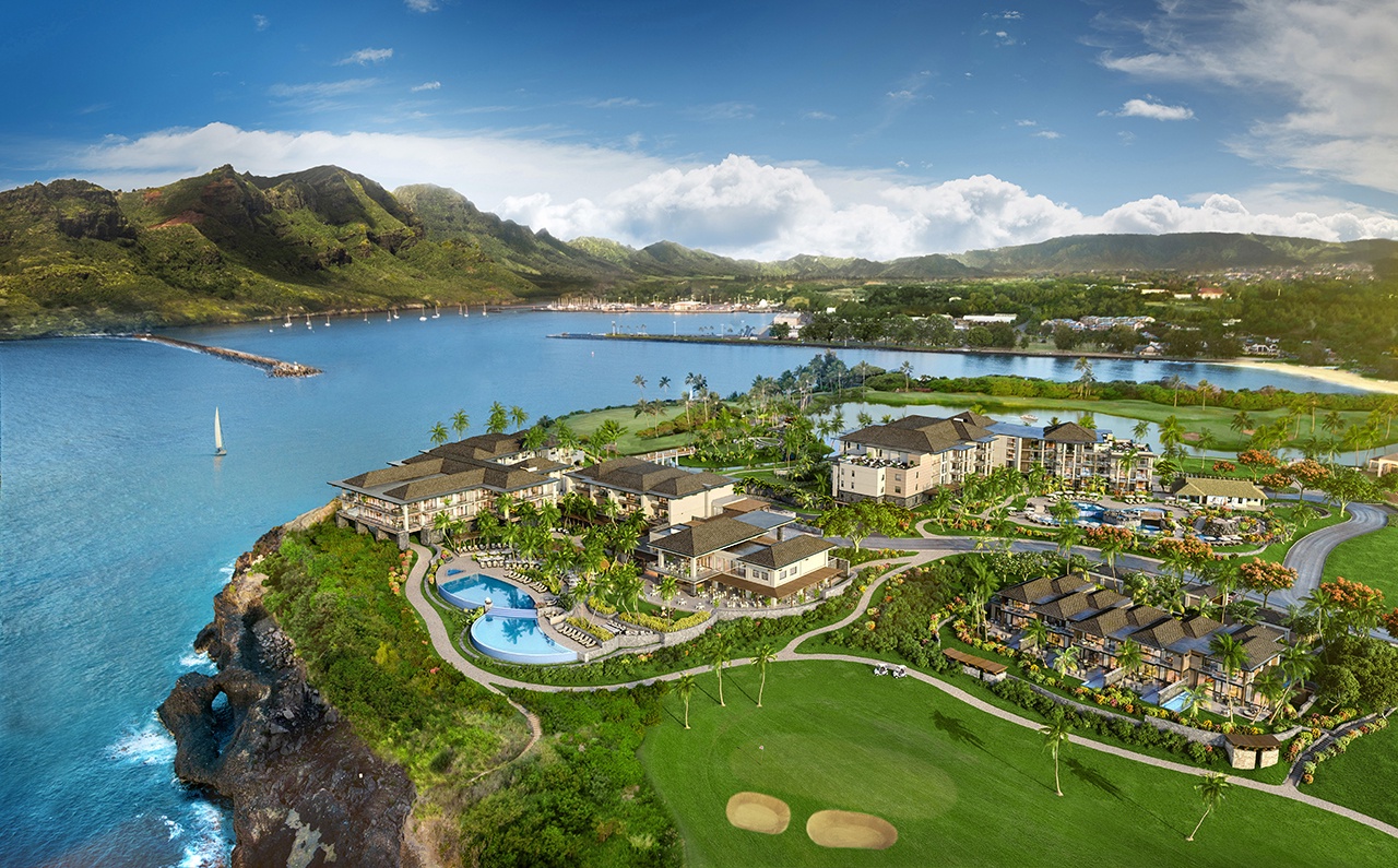 Lihue Vacation Rentals, Laola Townhouse at Hokuala 4BR* - A wider aerial view, showing the exquisite section of Kauai's coastline occupied by Hokuala.