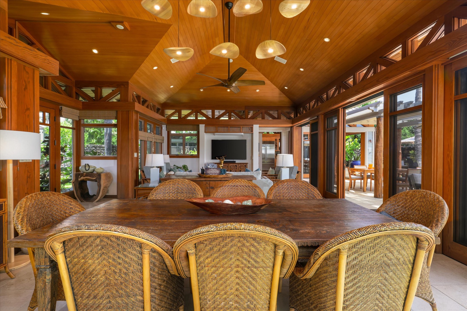 Kamuela Vacation Rentals, 3BD Na Hale 3 at Pauoa Beach Club at Mauna Lani Resort - Linger over dinner at the rattan-and-wood table long after the plates are cleared.