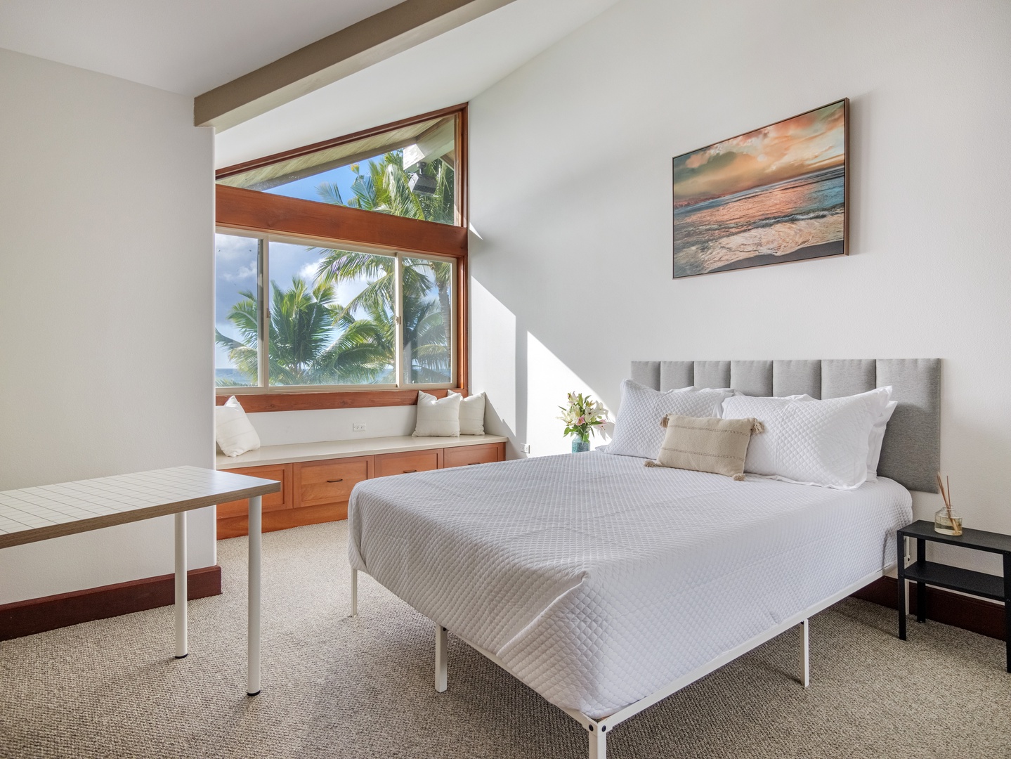Waianae Vacation Rentals, Konishiki Beachhouse - Guest suite with airy ambiance and a nice window seat.