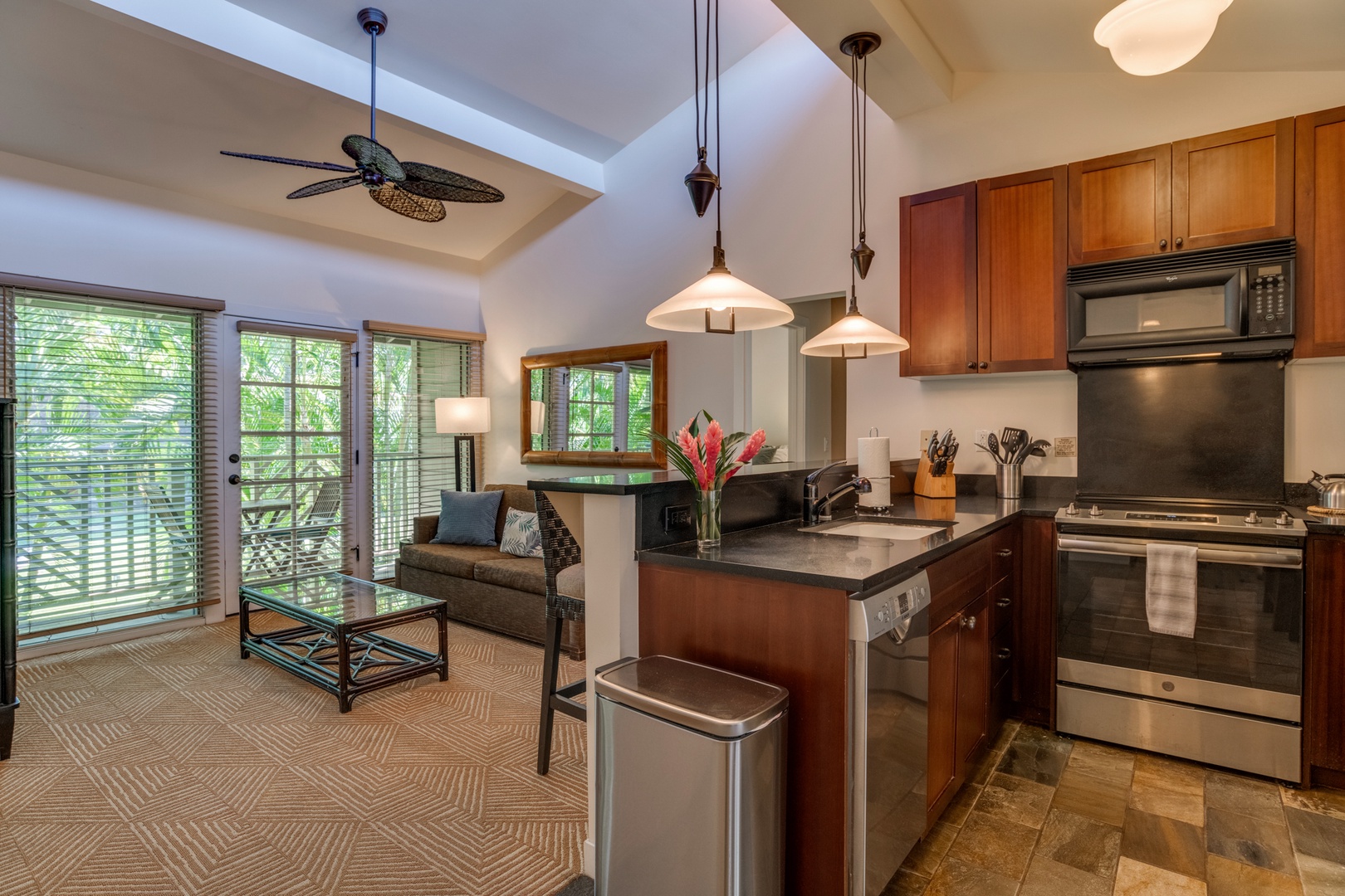 Lahaina Vacation Rentals, Aina Nalu D-207 - Kitchen and living room