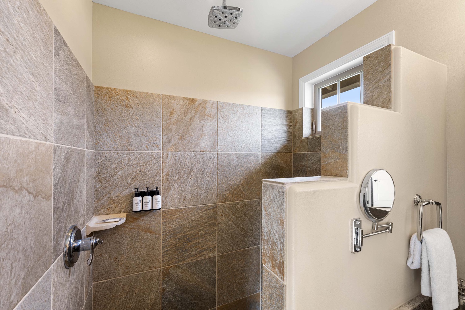 Kailua Kona Vacation Rentals, Holua Kai #27 - Rain style shower in the tiled walk in shower is perfect to relax after a day at the beach or at the pool