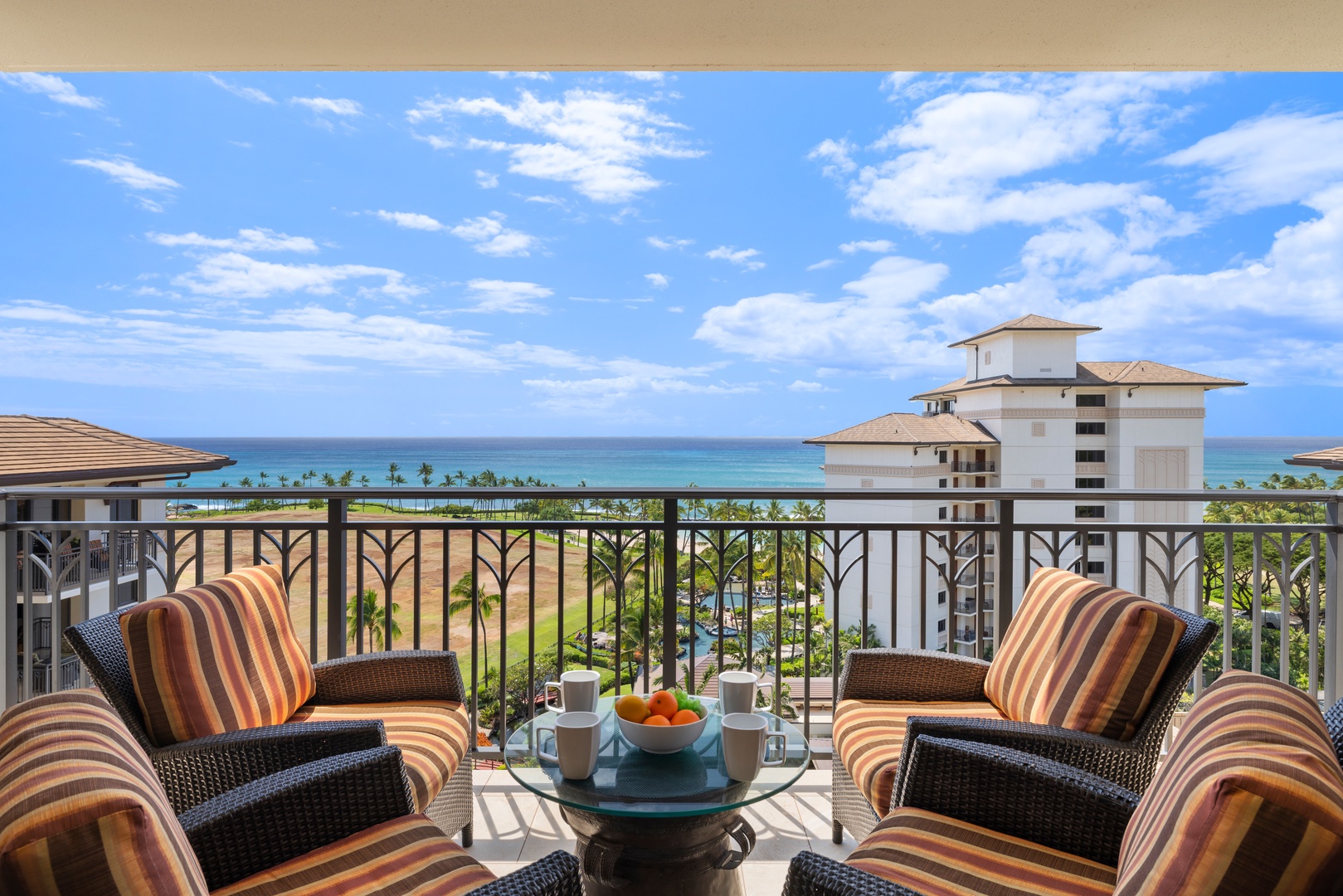 Kapolei Vacation Rentals, Ko Olina Beach Villas O1004 - Beautiful lanai with patio seating and table, and perfect Pacific views.