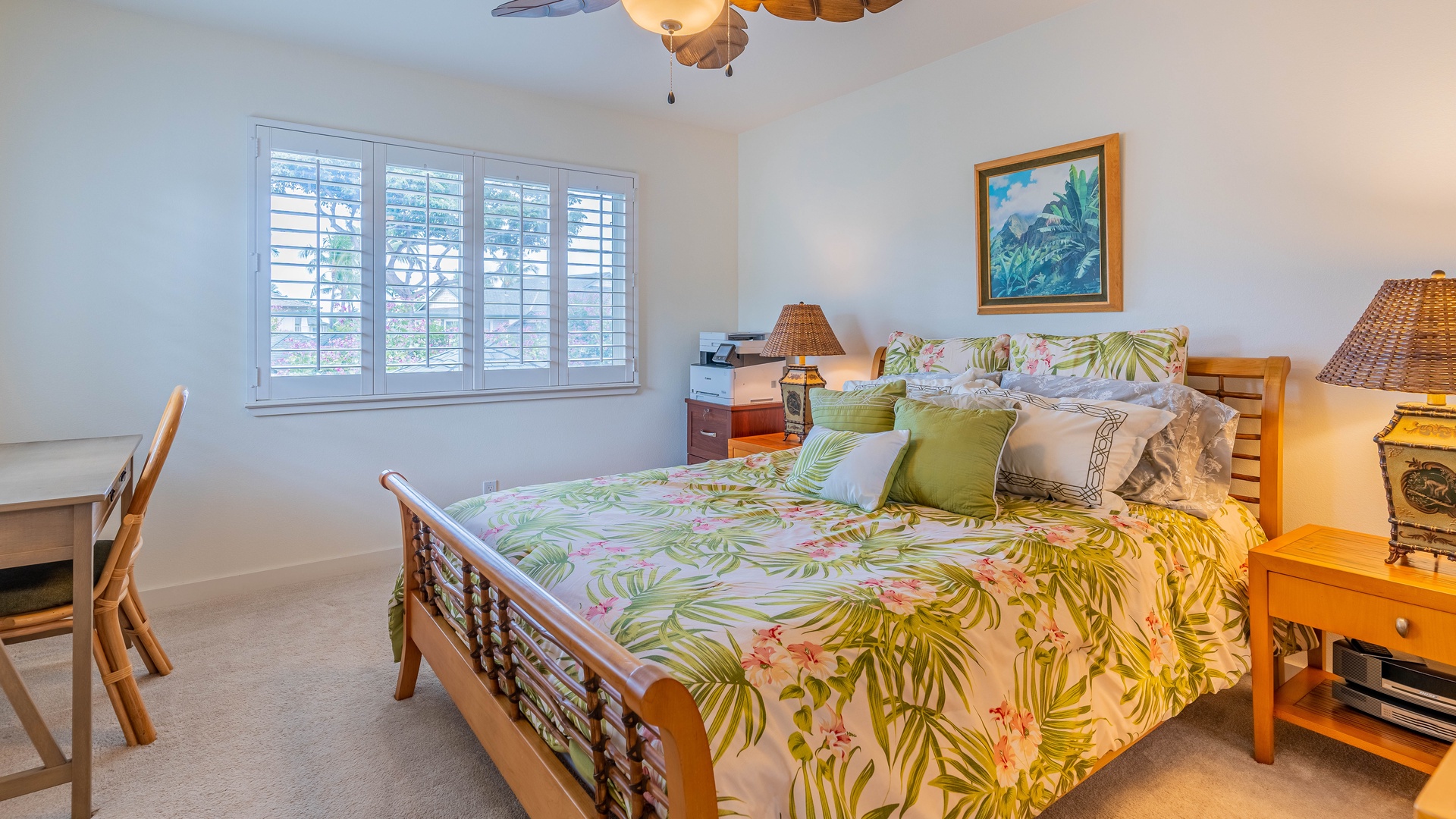 Kapolei Vacation Rentals, Kai Lani 20C - The second guest bedroom with Polynesian furnishings and storage.