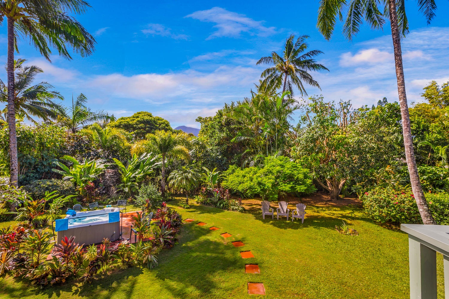 Princeville Vacation Rentals, Hale Anu Keanu - Beautiful garden view from upstairs lanai