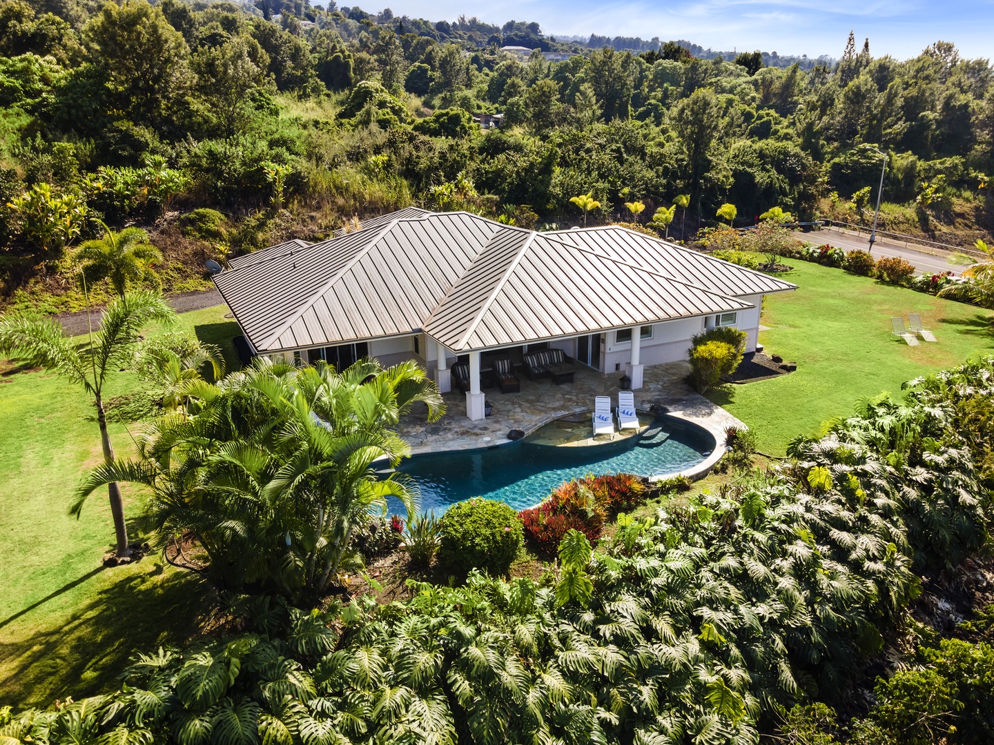 Kailua Kona Vacation Rentals, Piko Nani - Aerial view of the home and pool!