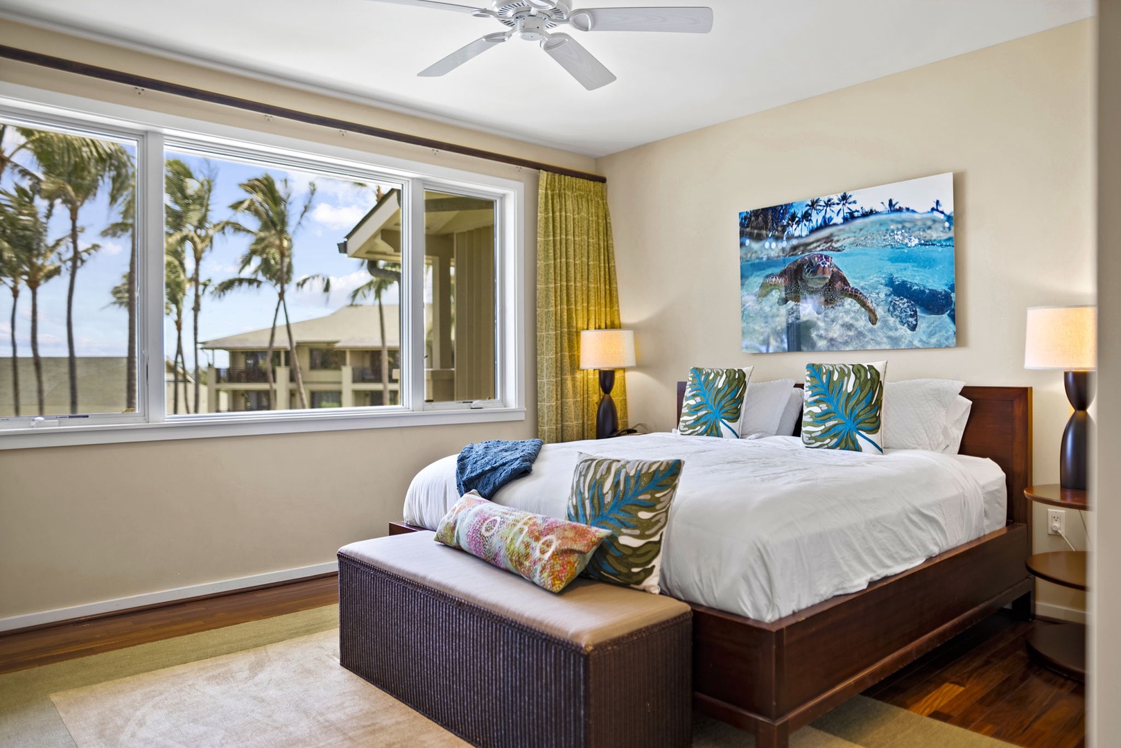 Kahuku Vacation Rentals, Turtle Bay Villas 307 - Kick back in the newly remodeled primary suite and enjoy a movie on the flatscreen television while laying on your king-size bed