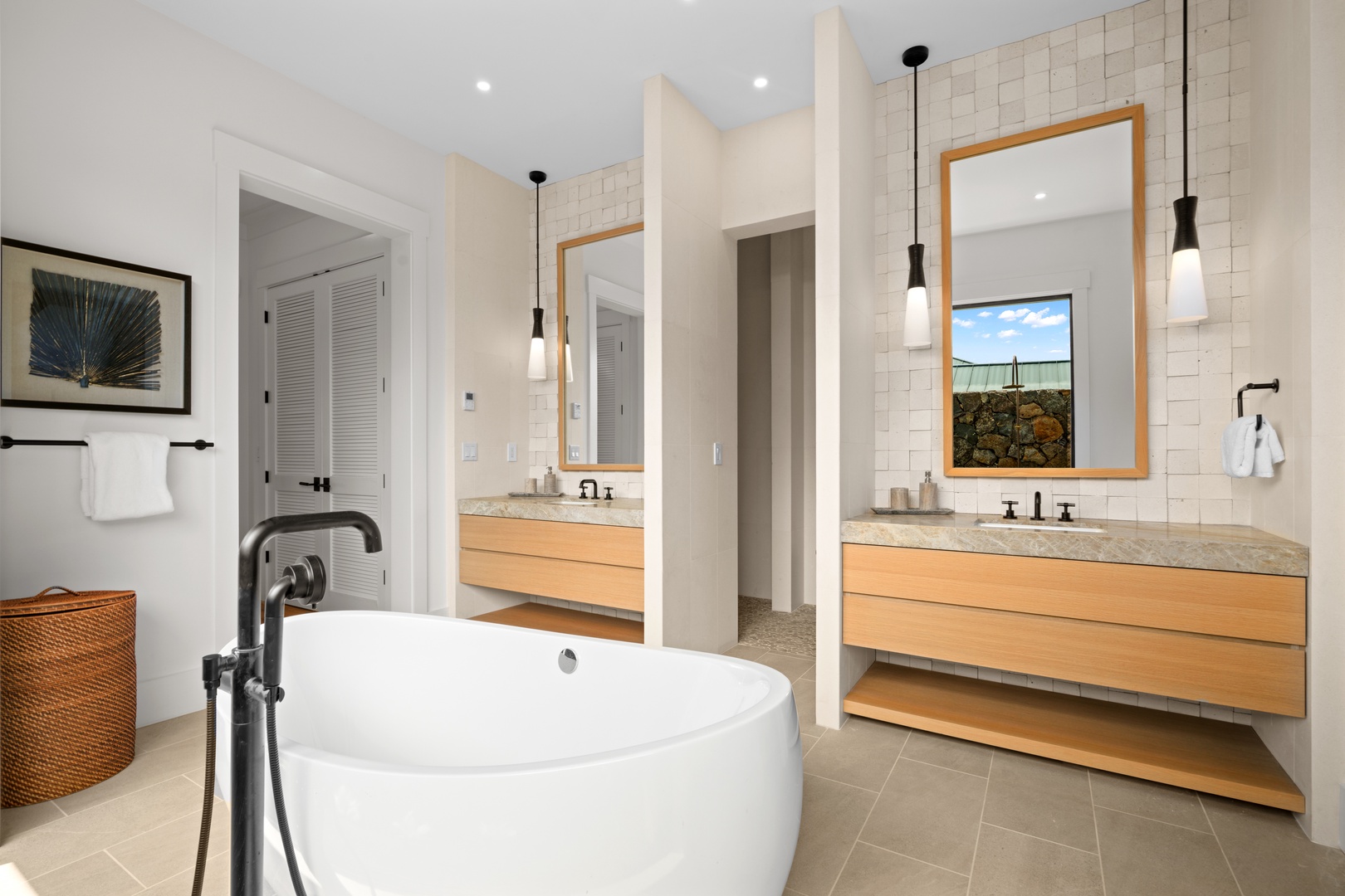 Koloa Vacation Rentals, Makani Kai - Twin vanities and a soaking tub, the kind of bathroom you don't hurry through.