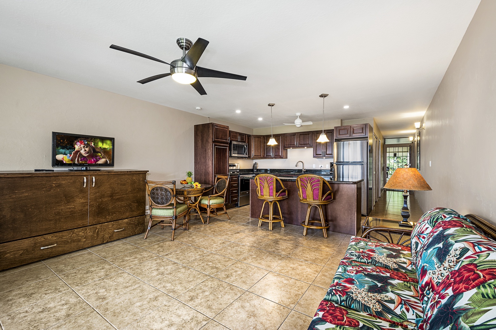 Kailua Kona Vacation Rentals, Kalanikai 306 - This photo captures the hide-a-bed directly beneath the TV