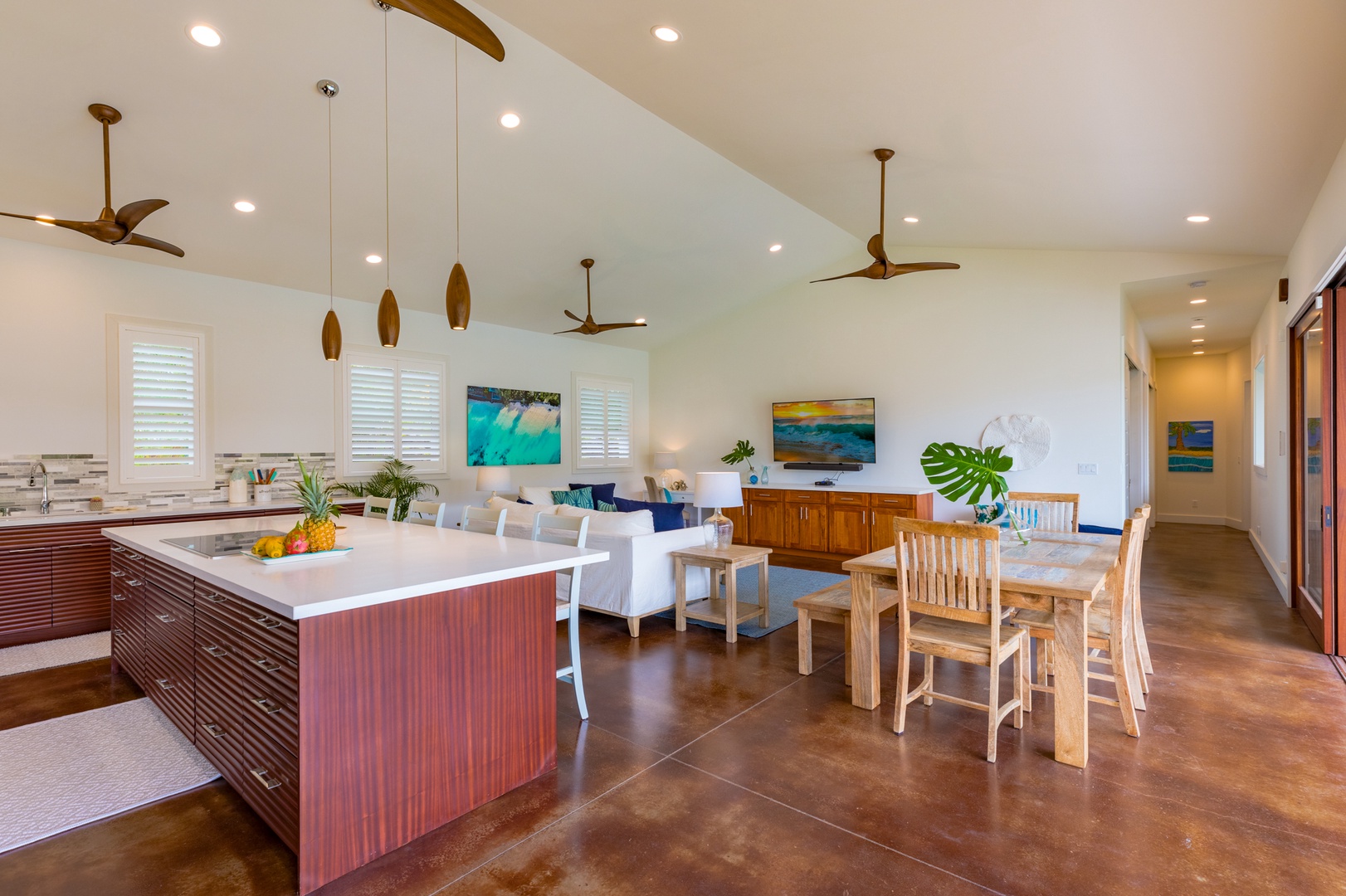 Kailua Vacation Rentals, Lanikai Breeze - Living, Dining & Kitchen Area