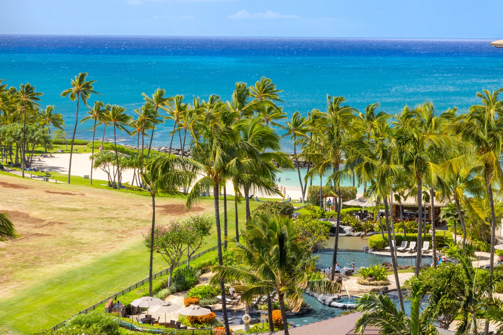 Kapolei Vacation Rentals, Ko Olina Beach Villas O805 - Aerial shot of the lagoon.