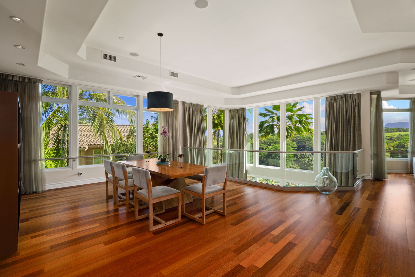 Princeville Vacation Rentals, Kaiulani #8 - Eat surrounded by glass, with daylight across the hardwood from nearly every side.