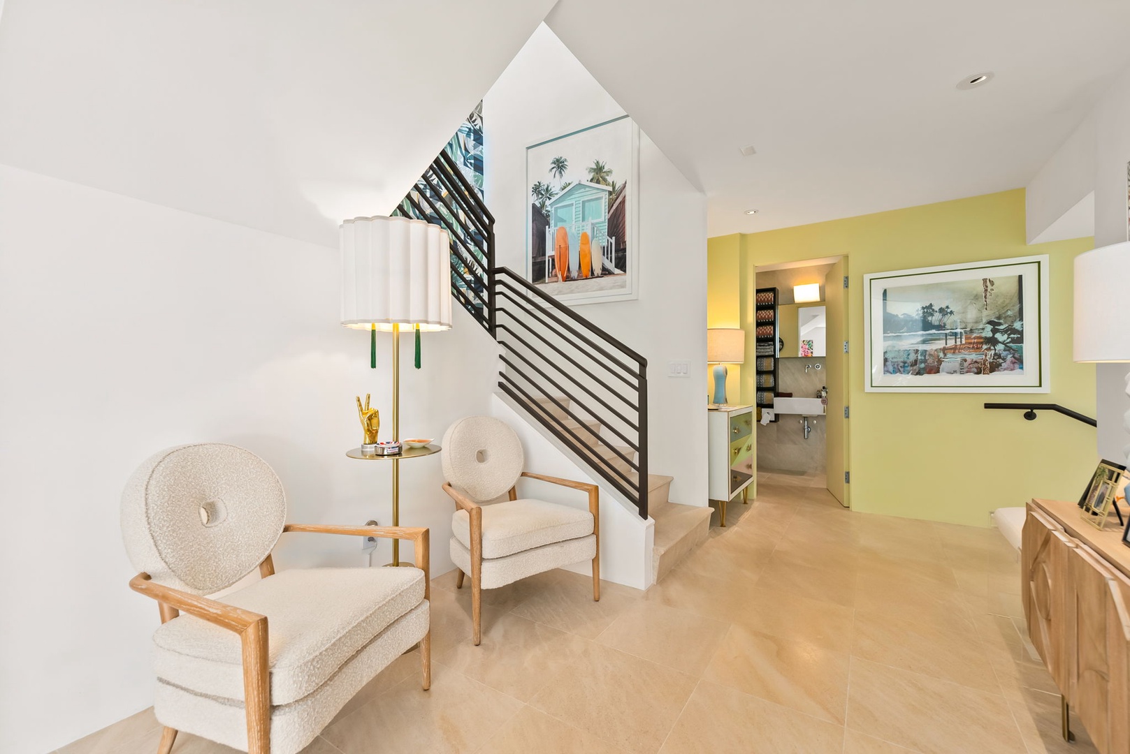 Honolulu Vacation Rentals, Kahala Hills Estate - Art-filled space on your way upstairs.