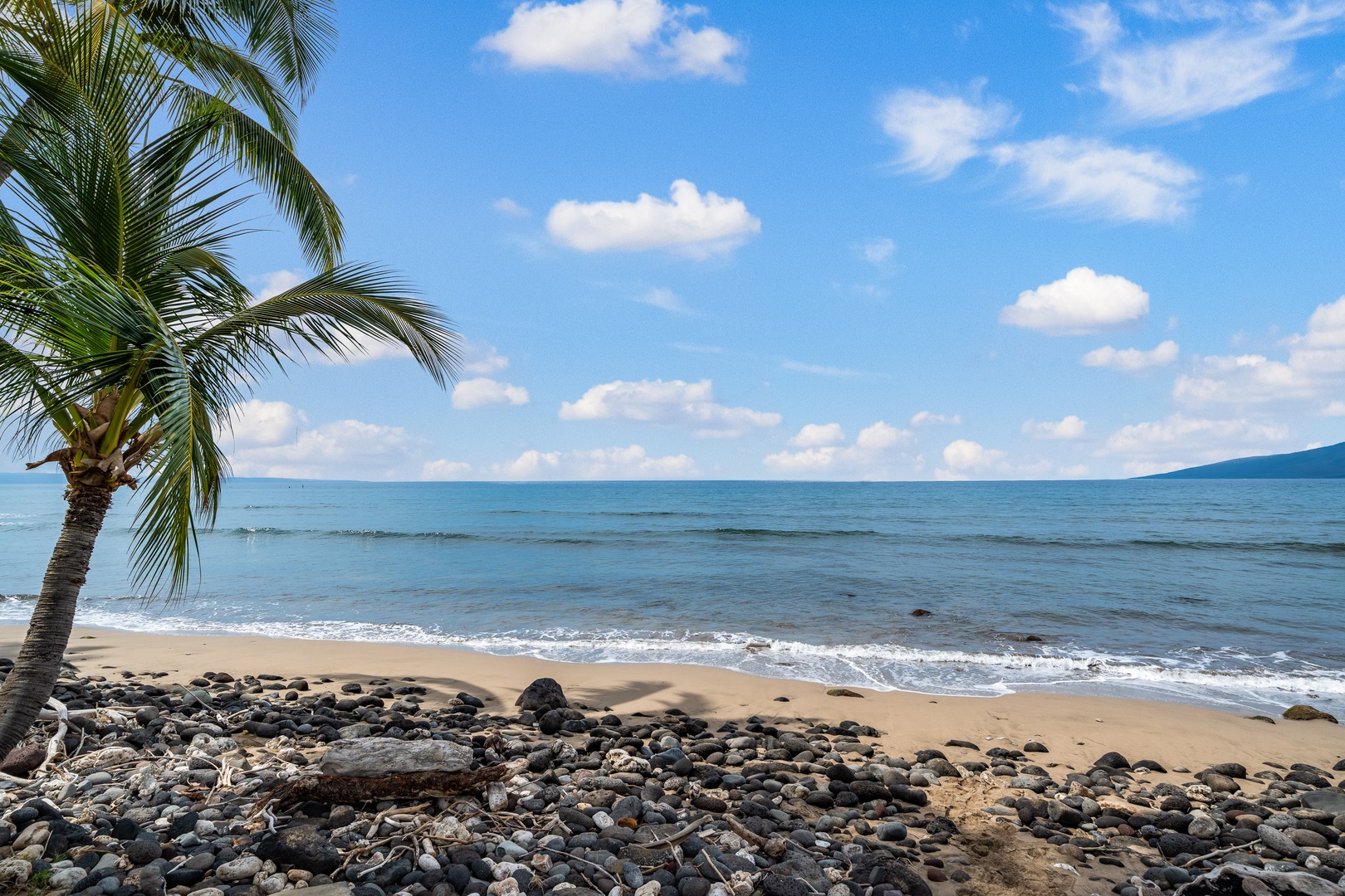 Lahaina Vacation Rentals, Puamana 254-2 - The sandy shore near Puamana 254-2 boasts gentle waves, perfect for a tranquil beach walk.