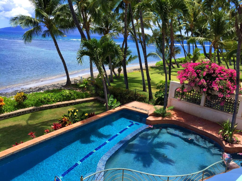 Lahaina Vacation Rentals, Blue Sky Villa* - Summer day by the pool in Lahaina Maui.