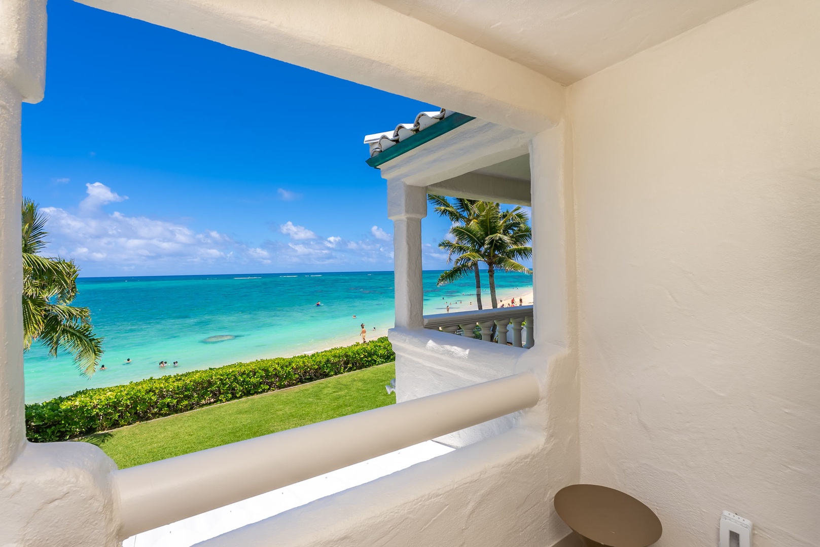 Kailua Vacation Rentals, Lanikai Sunrise Estate - Sweeping beachfront balcony exclusive to the primary suite—perfect for stargazing or unwinding at dusk.