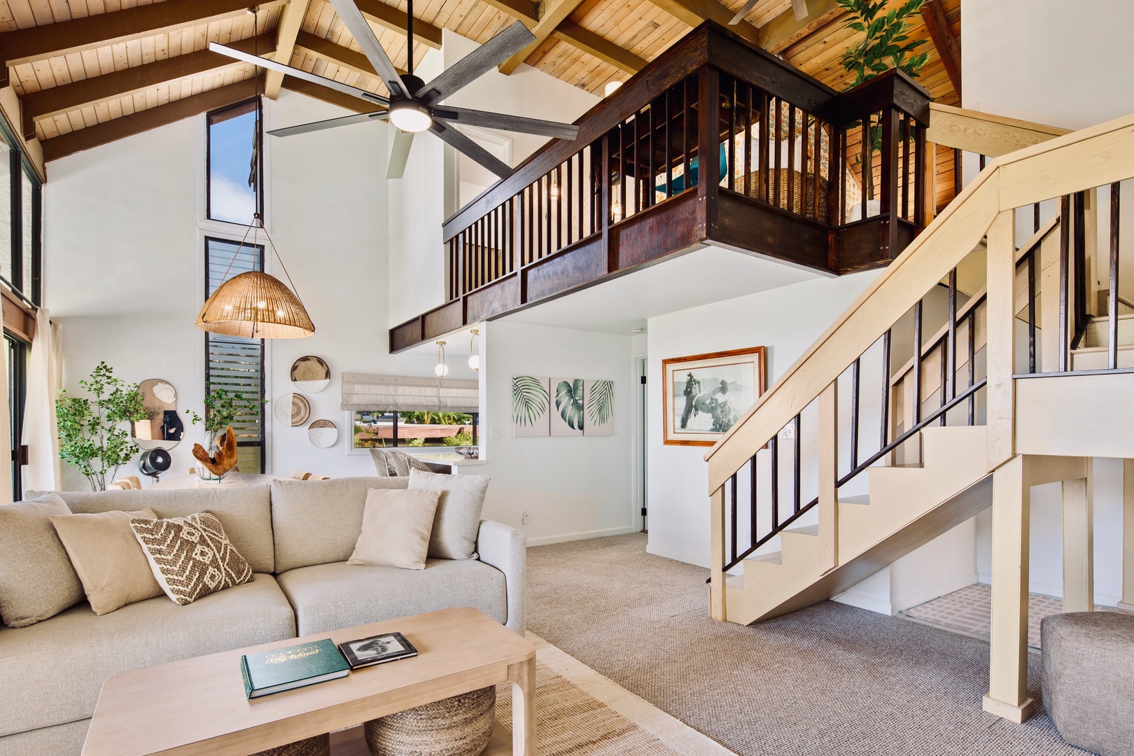 Kailua Kona Vacation Rentals, Keauhou Kai C301 - Look up from the sofa and the loft opens overhead, all beams and light.