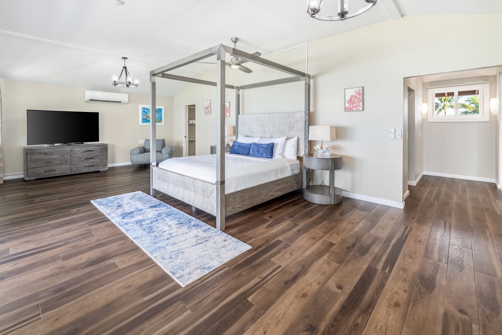 Honolulu Vacation Rentals, Nanea Kai Villa - The spacious primary suite has elegant decor, king-sized bed and a serene atmosphere.