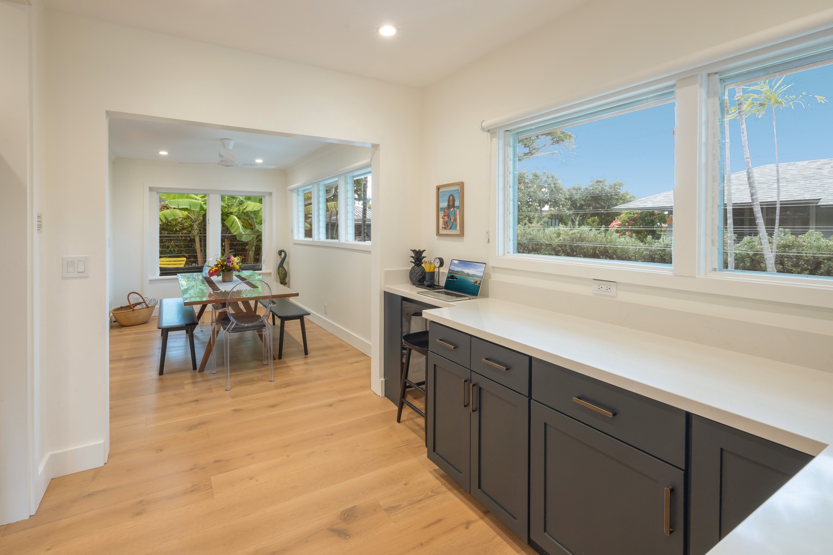 Kailua Vacation Rentals, Lanikai Ola Nani - With expansive counter space and outdoor views, this culinary haven is perfect for prepping local ingredients in comfort.