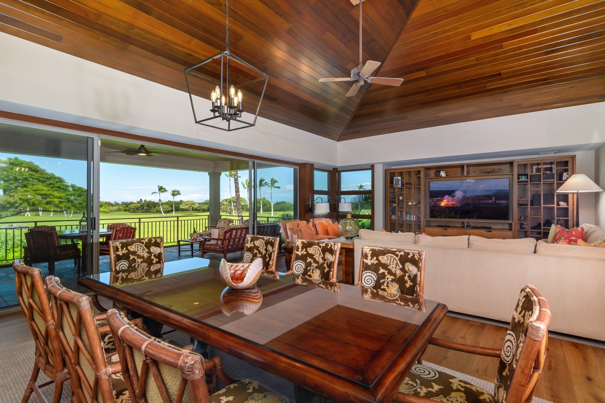 Kailua Kona Vacation Rentals, Fairways Villa 120A - Gather around this elegant dining table while enjoying panoramic views and sophisticated island-style comfort.