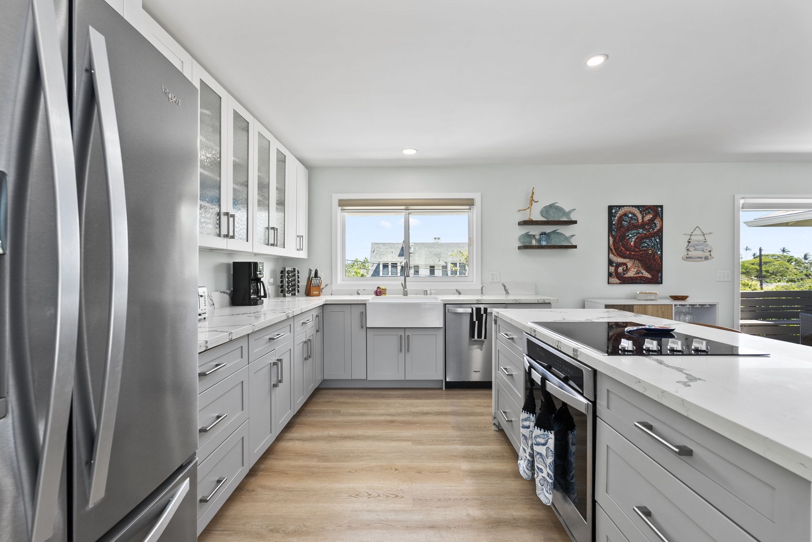 Kailua Vacation Rentals, Hale Alapi'i Lanikai Getaway - This spacious kitchen is designed for efficiency and style, featuring abundant cabinetry and state-of-the-art appliances.