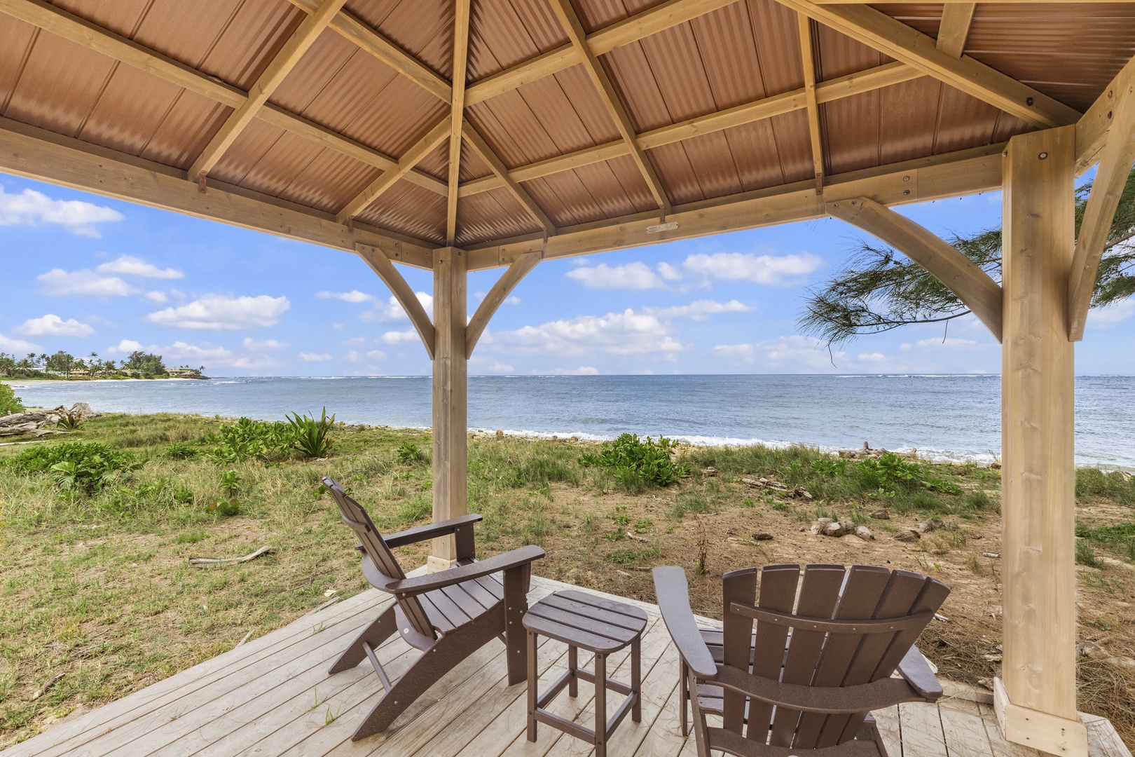 Waialua Vacation Rentals, Kala'iku* - Beachfront gazebo for relaxing near the ocean.