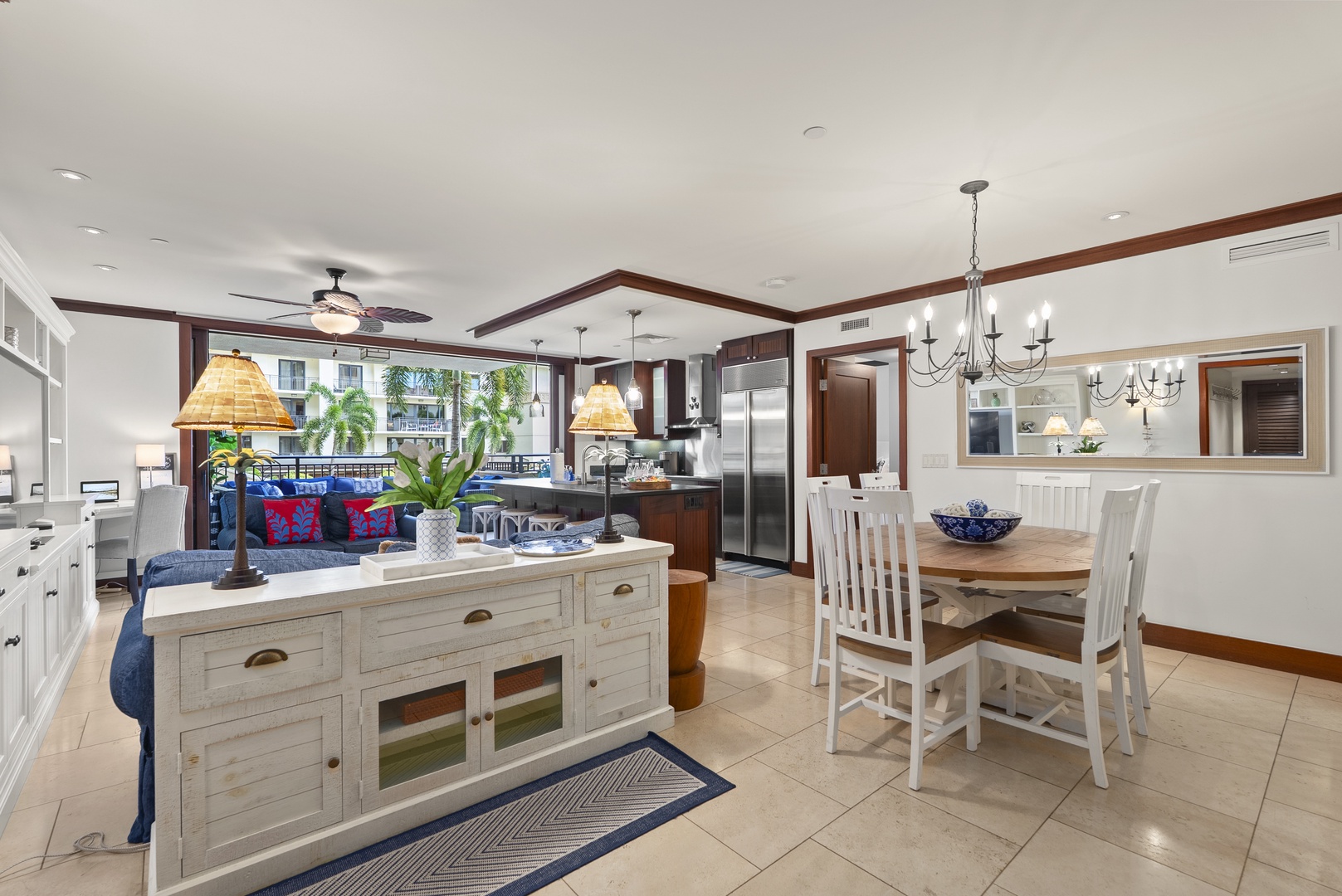 The dining table for six has room for the whole family to enjoy a meal together.