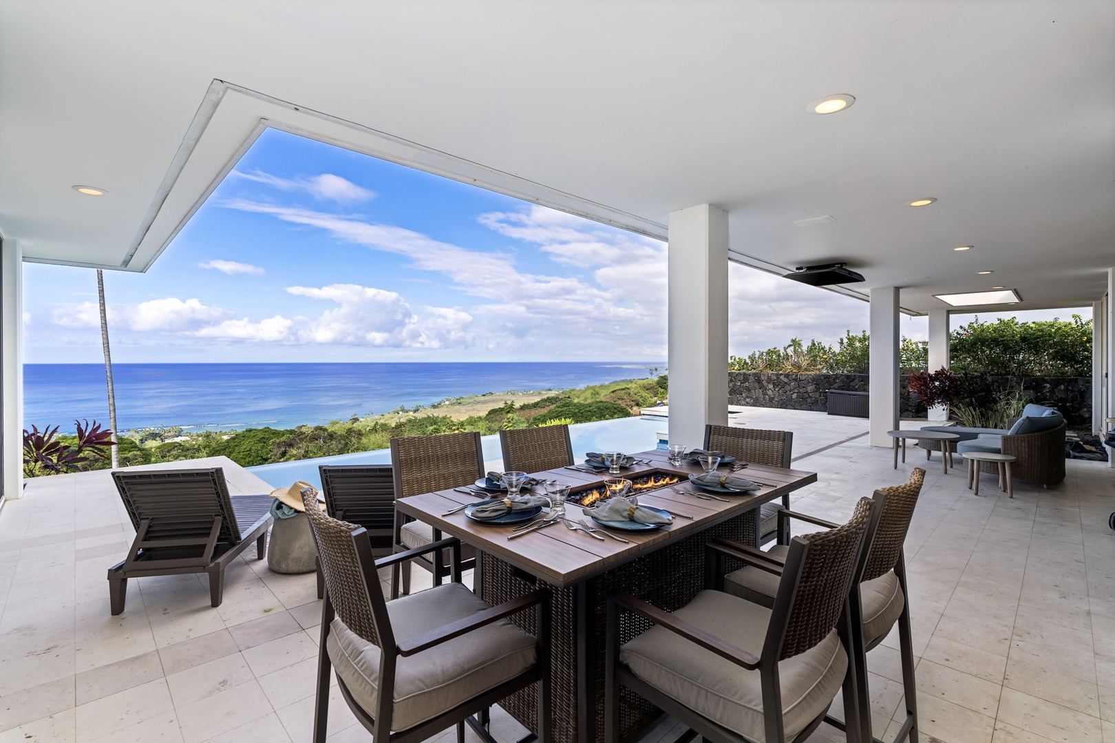 Kailua Kona Vacation Rentals, Hale Nai'a - Dine al fresco on your private terrace with breathtaking ocean views stretching to the horizon.