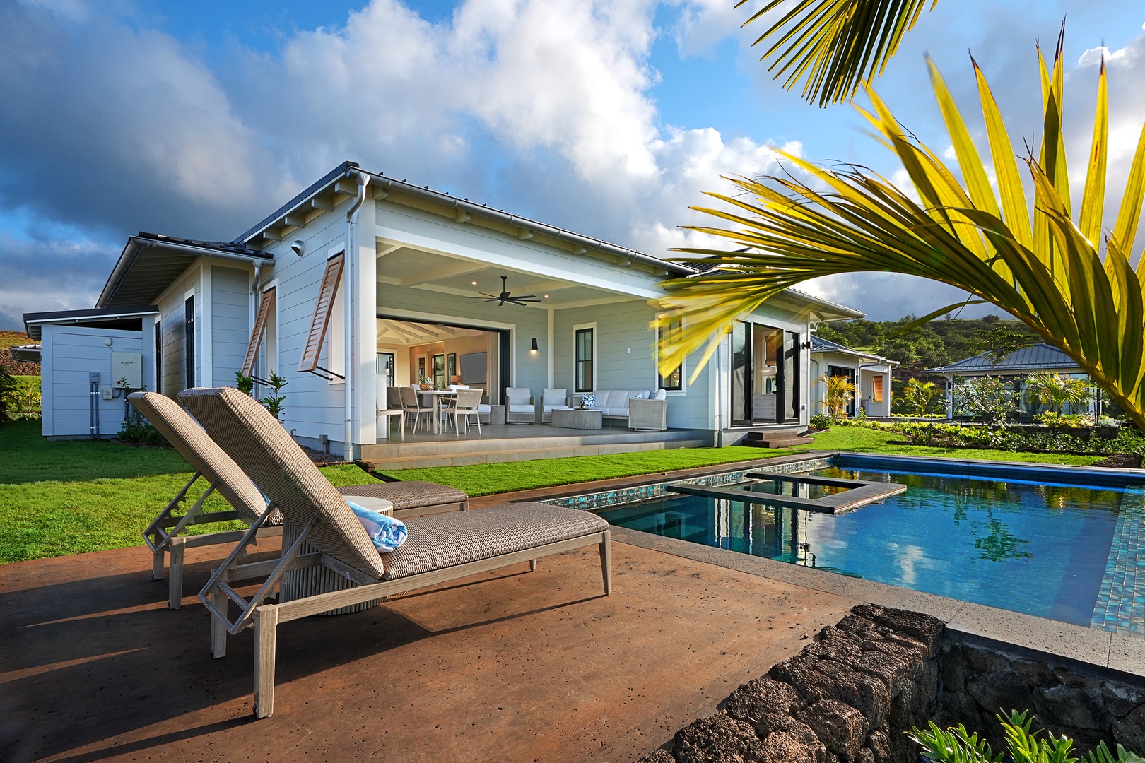 Koloa Vacation Rentals, Hali'a Mai - Stretch out poolside and let the afternoon sun do the rest, ocean on the horizon.