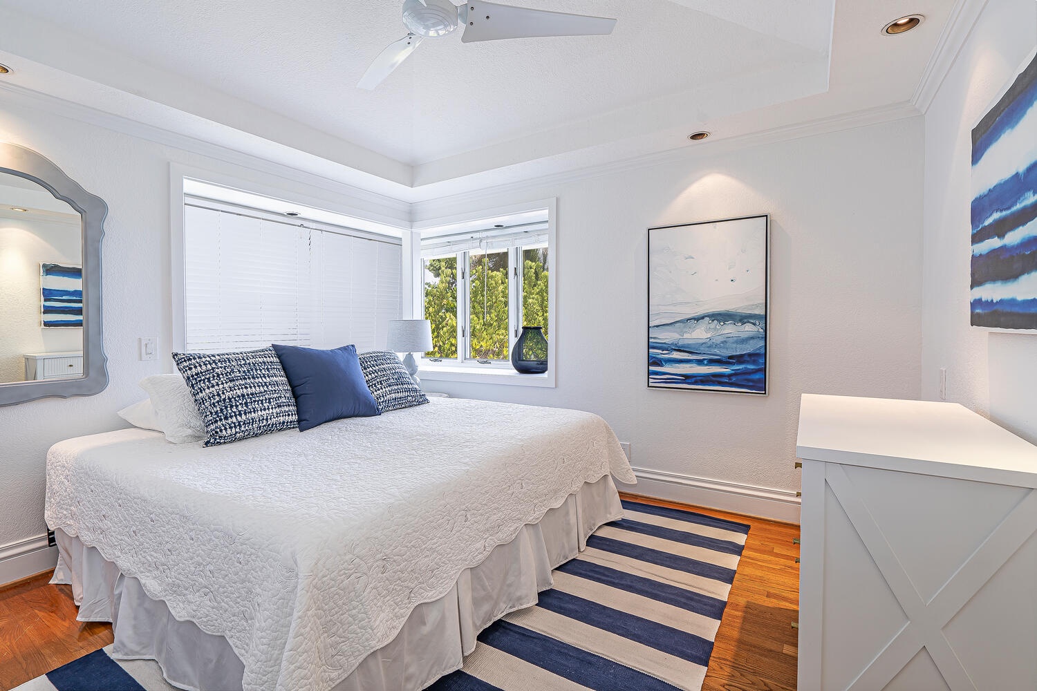 Kailua Vacation Rentals, Lanikai Seashore - This bedroom is equipped with a ceiling fan