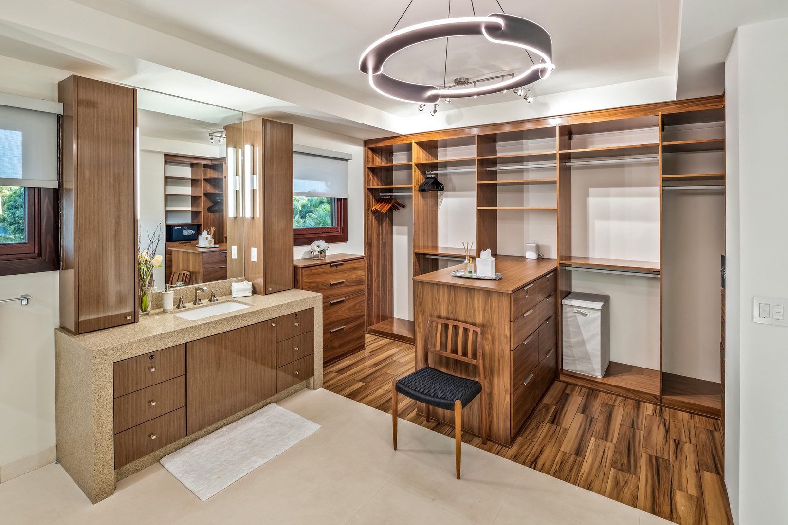 Honolulu Vacation Rentals, Kahala Grand Splendor - Custom-built primary suite closet with a vanity and storage.