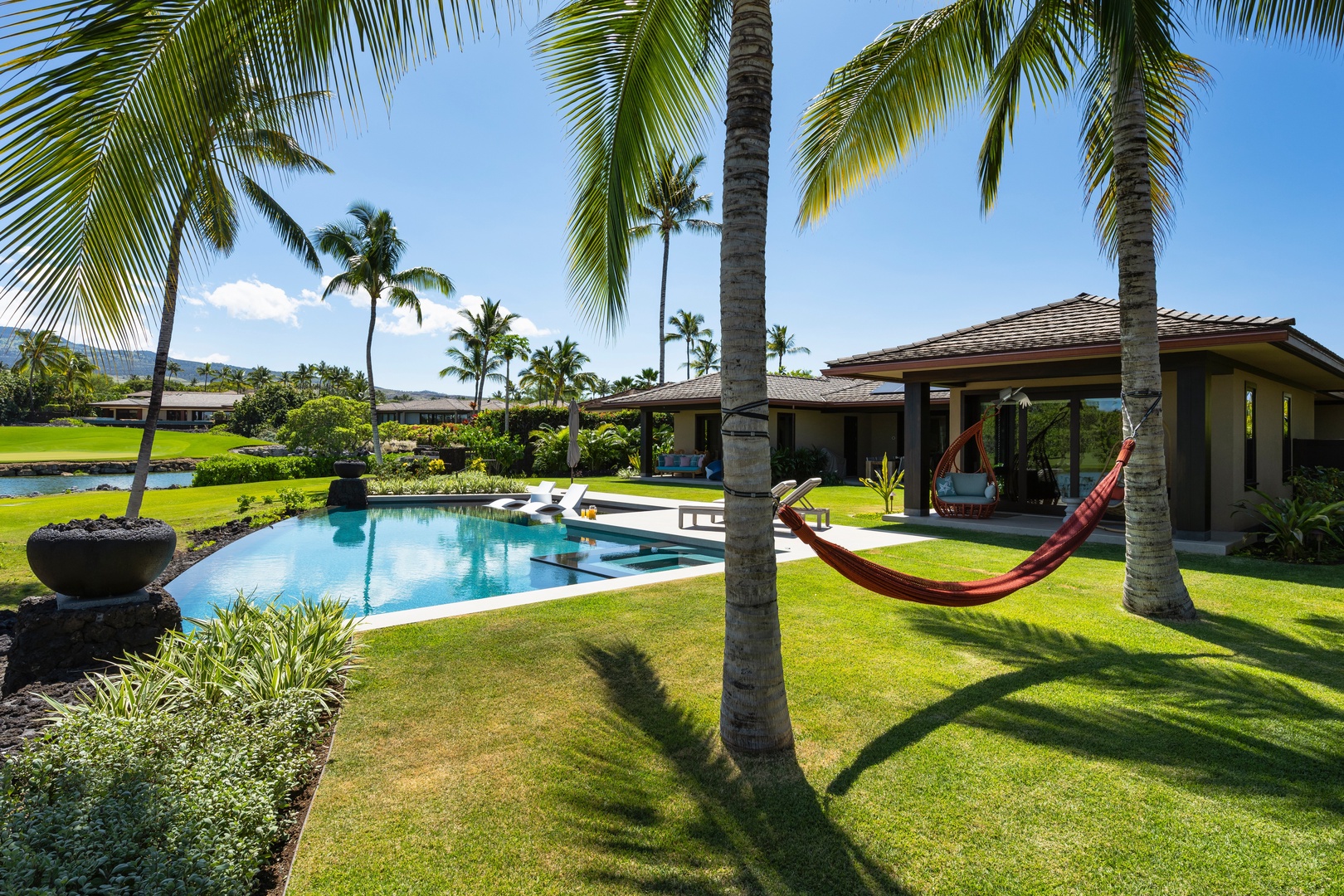 Kailua-Kona Vacation Rentals, 4BD Ka'Ulu Estate (102A) at Hualalai Resort - Paradise awaits with your private pool, whispering palms, and hammock perfect for afternoon siestas in tropical luxury.