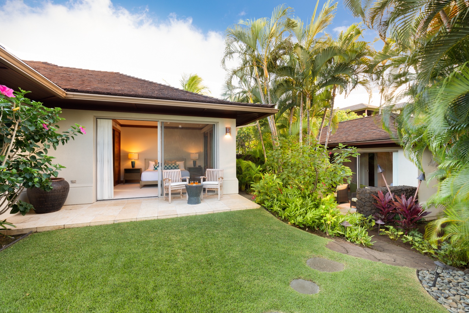 Kailua Kona Vacation Rentals, 4BD Hainoa Estate (102) at Hualalai Resort - View from the yard towards the second bedroom & the Ohana