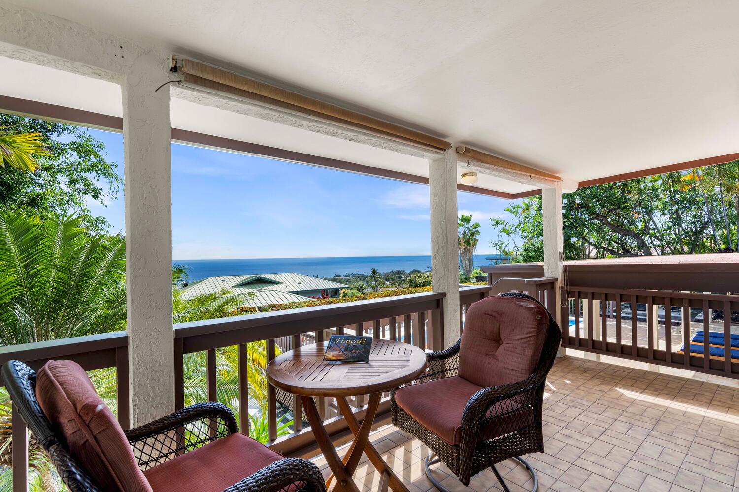 Kailua Kona Vacation Rentals, Kona Dreams - The private lanai is a nice spot to savor your morning coffee.