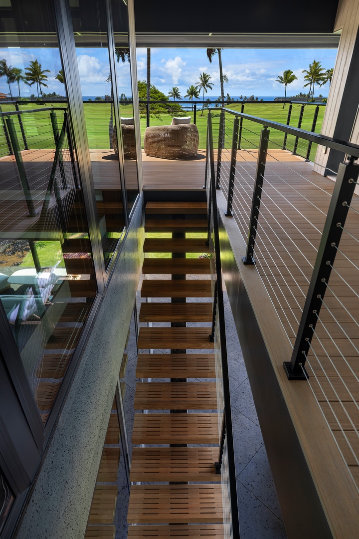 Koloa Vacation Rentals, Hale o ka Nene - Ascend the architecturally stunning staircase, a modern path connecting luxury and leisure.