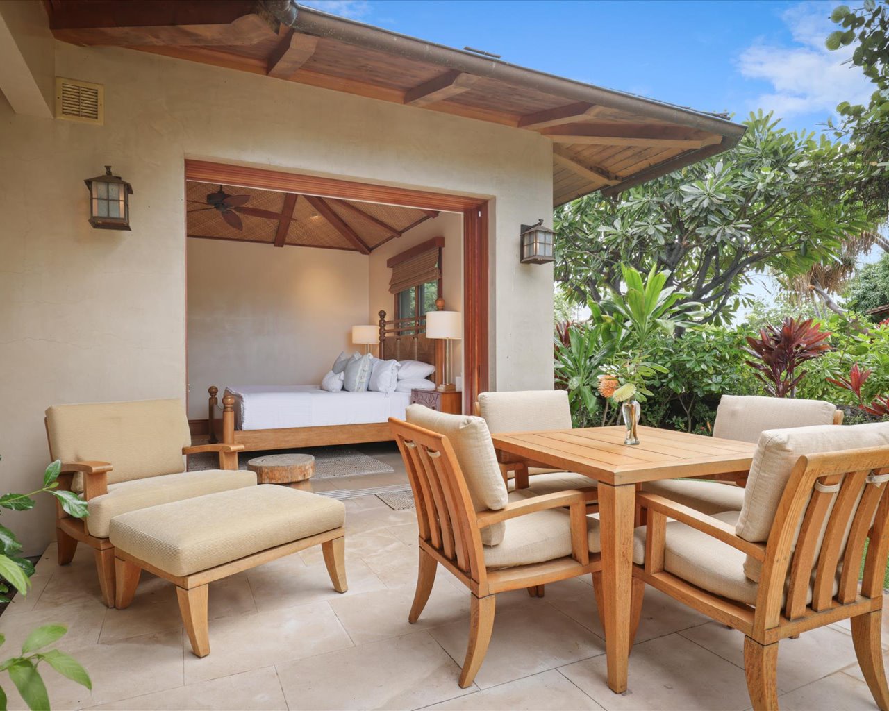 Kailua Kona Vacation Rentals, 3BD Pakui Street (131) Estate Home at Four Seasons Resort at Hualalai - Reverse view from the lanai into the bedroom