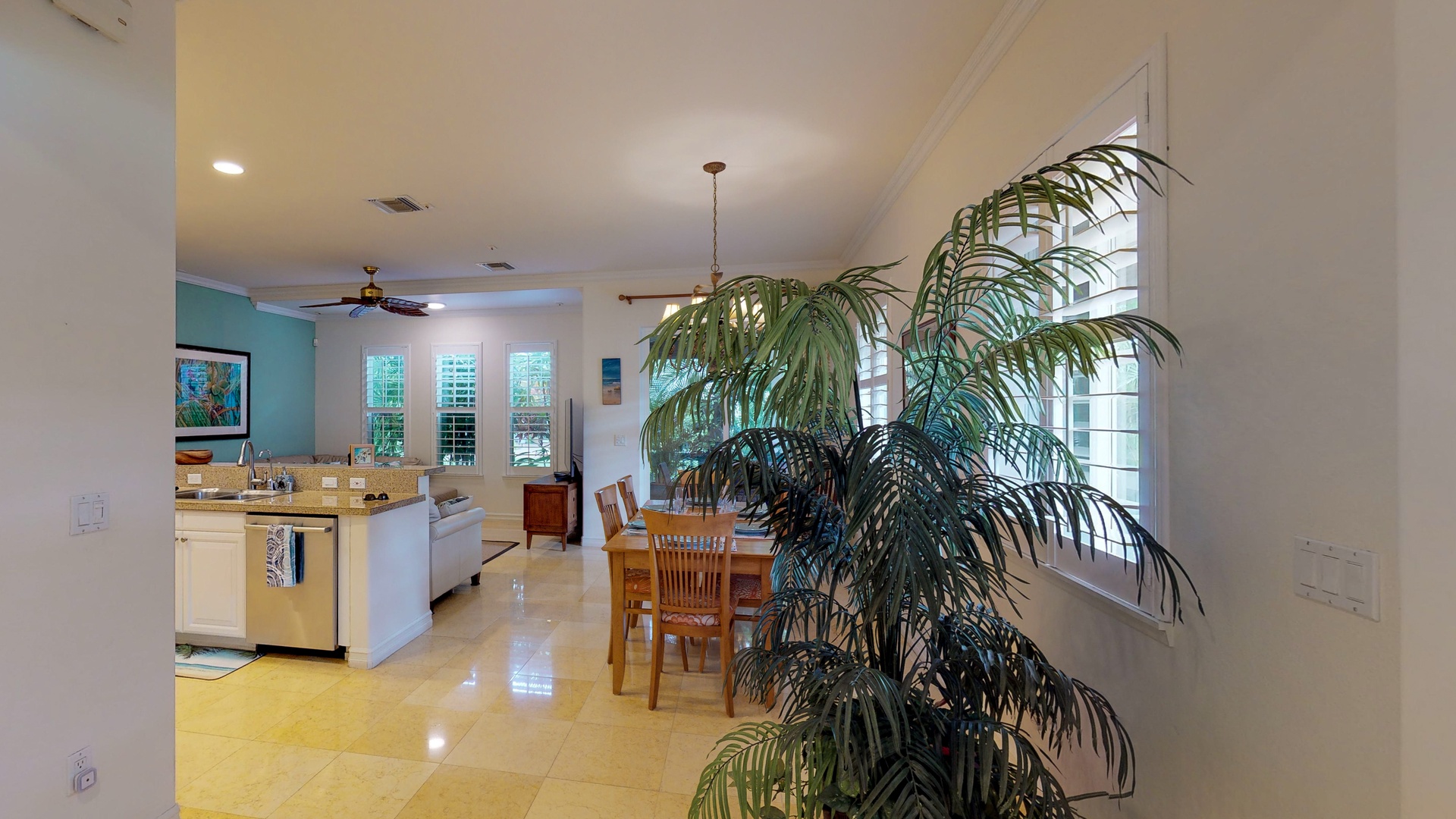 Kapolei Vacation Rentals, Coconut Plantation 1200-4 - The open concept design combines the living and dining rooms.