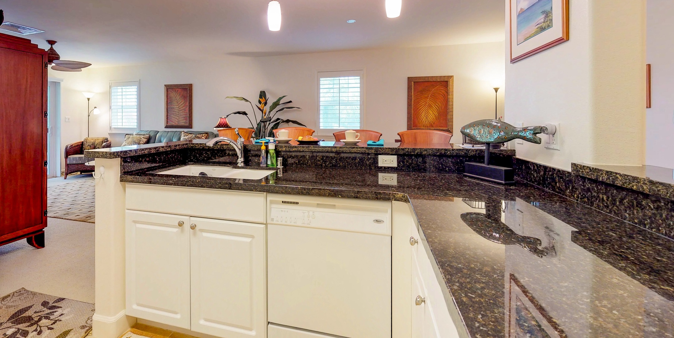 Kapolei Vacation Rentals, Ko Olina Kai 1105E - Wide counter space with ample cabinetry to store your getaway kitchen essentials.