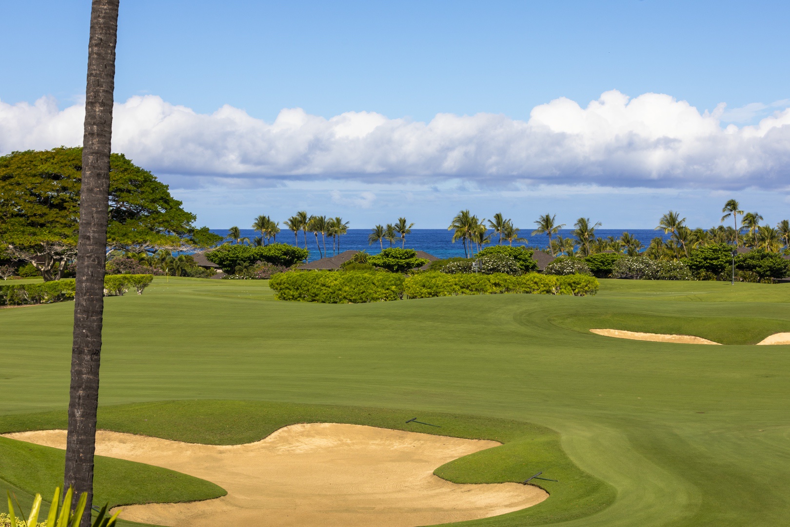 Kailua Kona Vacation Rentals, 3BD Palm Villa (130B) at Four Seasons Resort at Hualalai - View of the vividly blue Pacific past the 15th hole of the fairway