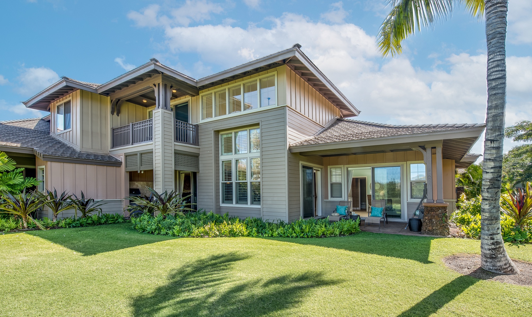 Kamuela Vacation Rentals, Kulalani 1701 at Mauna Lani - View from Backyard Shows All the Windows Letting in Splendid Sunshine!