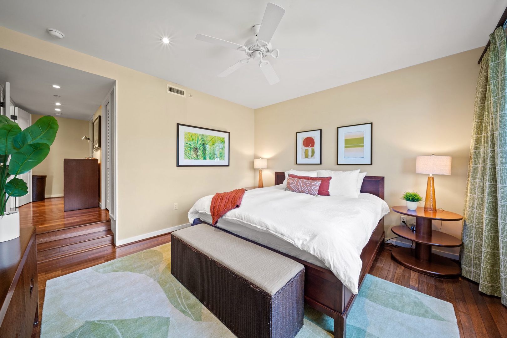 Kahuku Vacation Rentals, Turtle Bay Villas 114 - Primary is equipped with a king bed and ensuite bathroom