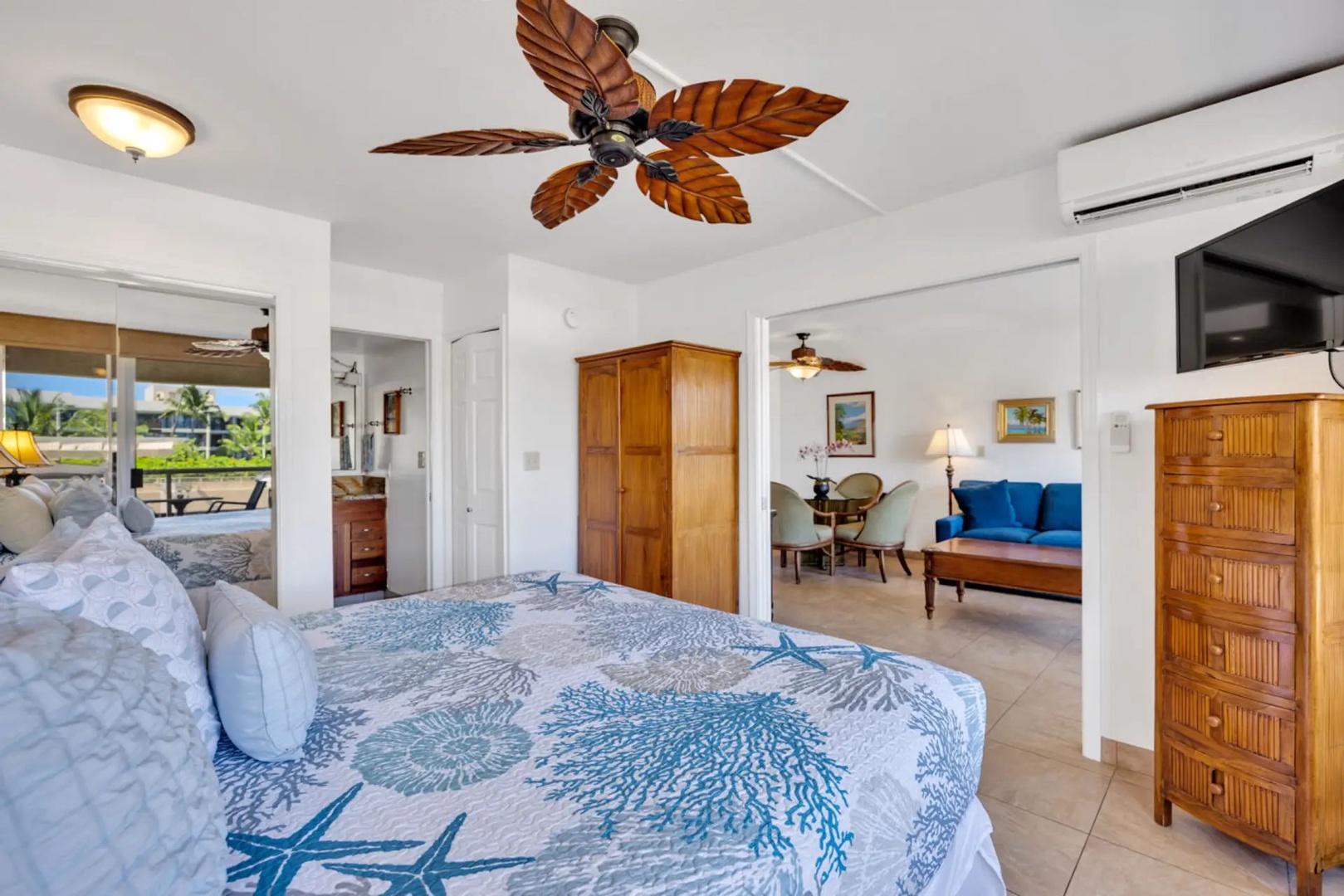 Kihei Vacation Rentals, Maui Banyan H306 - Slide the doors open and the bedroom joins the living space, or close them off for the night.