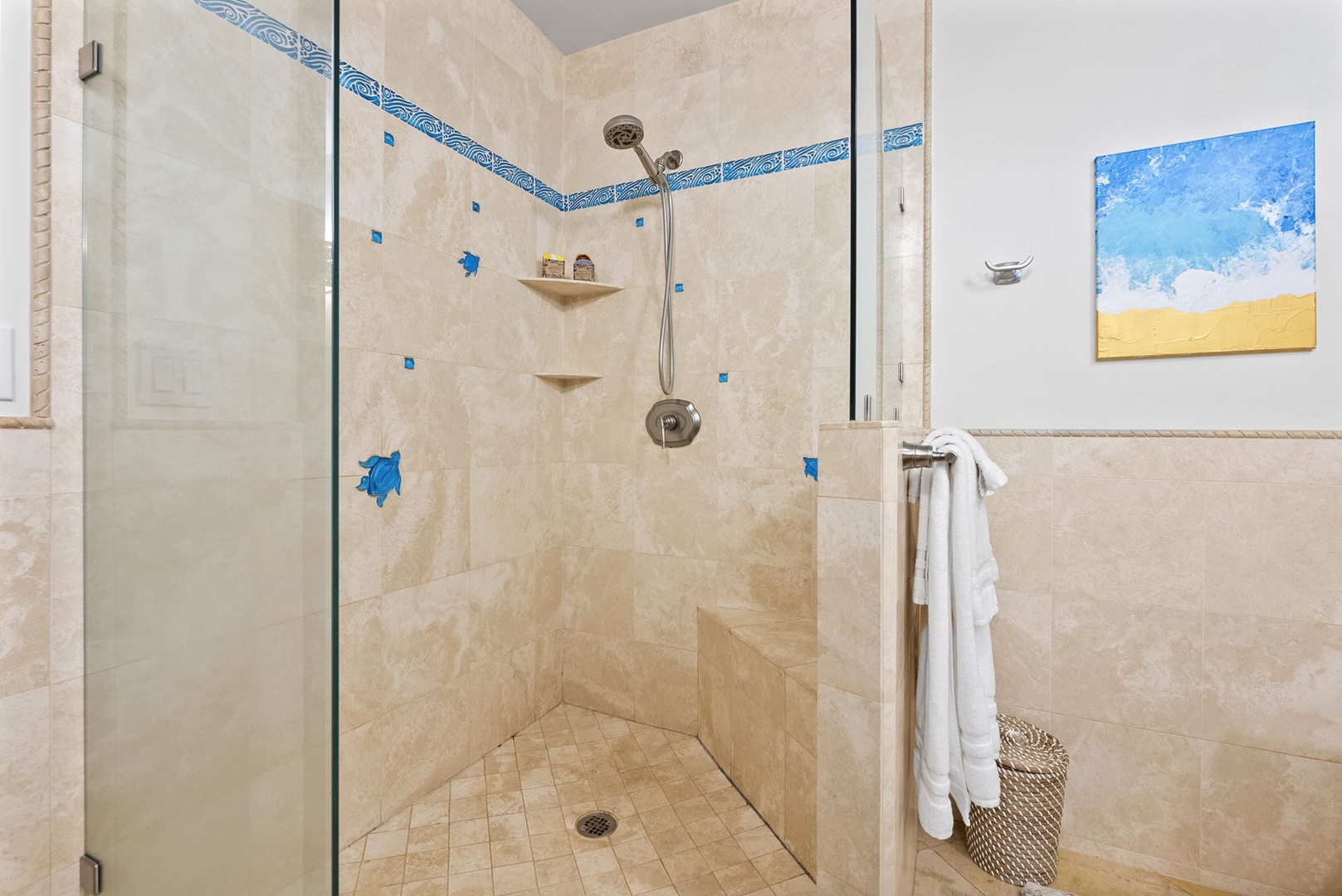 Haleiwa Vacation Rentals, Kealoha Tropical Beach Villa - The downstair bathroom separate walk-in shower.