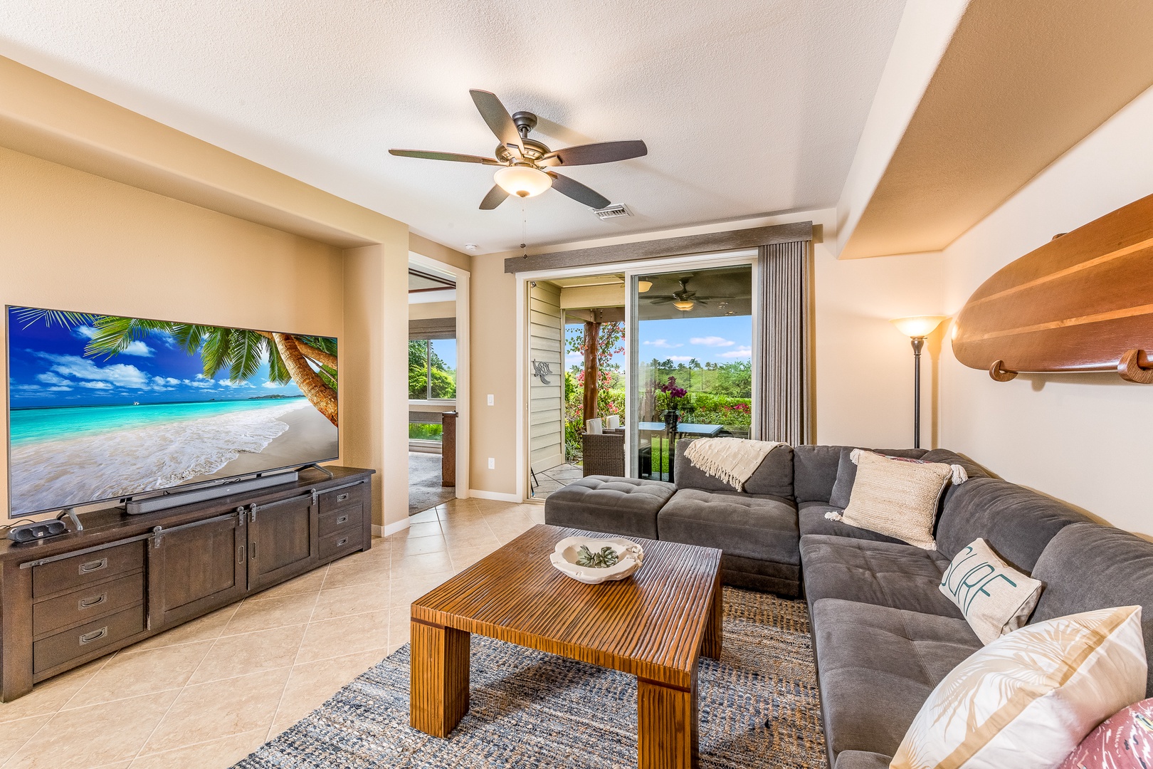 Kamuela Vacation Rentals, Palm Villas E1 - This stunning 2 bedroom, 2 bathroom ground floor condo is perfectly situated to offer breathtaking views of the Pacific Ocean and the stunning sunset over the historical park.