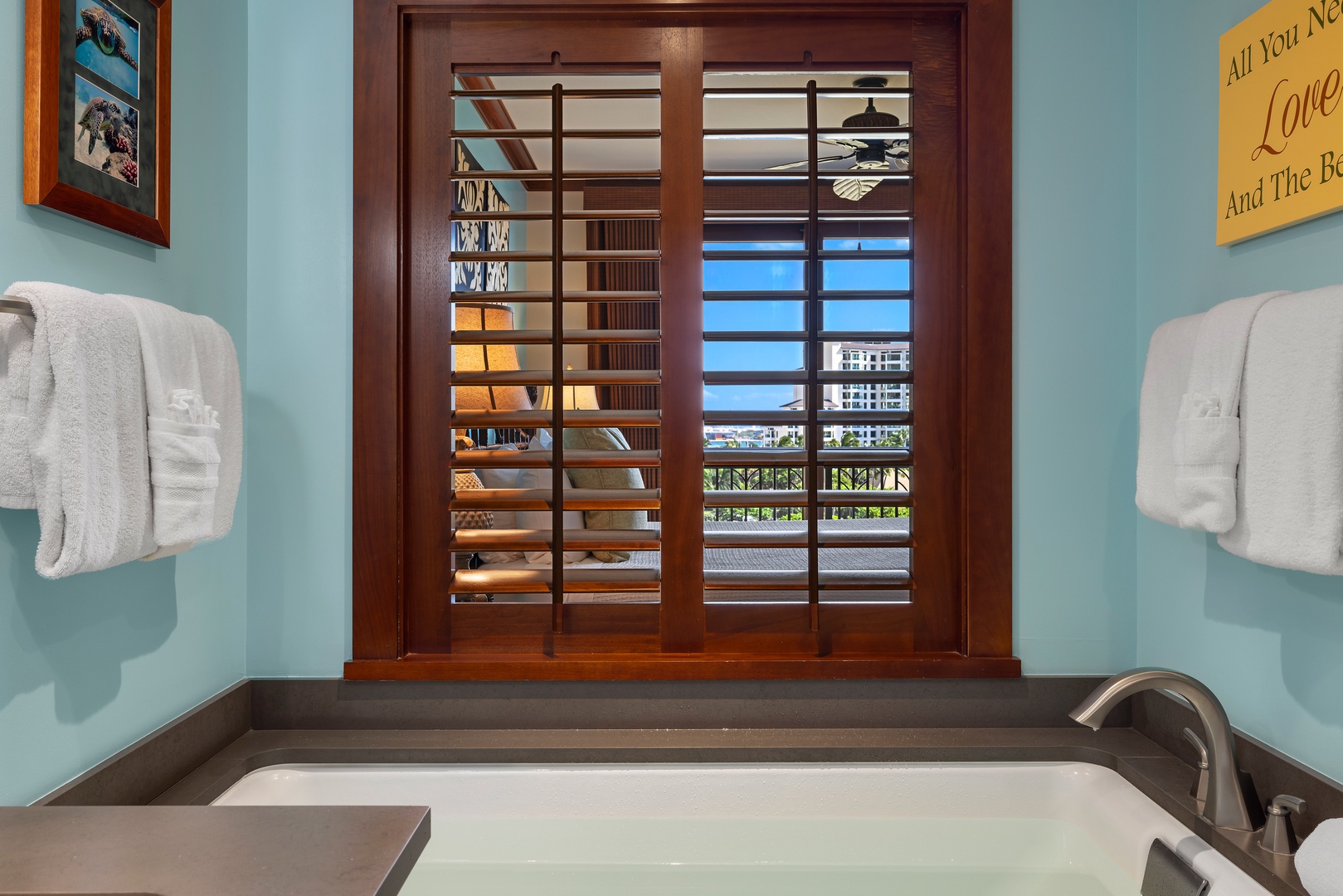 Kapolei Vacation Rentals, Ko Olina Beach Villas O724 - Bathroom with a view, capturing the essence of relaxation.
